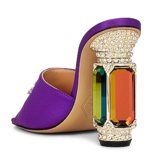 NIB$750 Nalebe Eureka Aurum Crystal-Embellished Mules Jewel Heels Slip-on Sandal - Picture 4 of 16